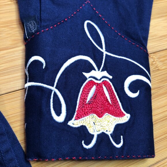 Rockmount Ranch Western Wear Navy Floral Cotton Mens Vintage Shirt S M - Picture 4 of 11